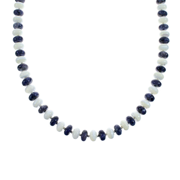 Purple Agate And Sterling Silver Native American Bead Necklace JX126755